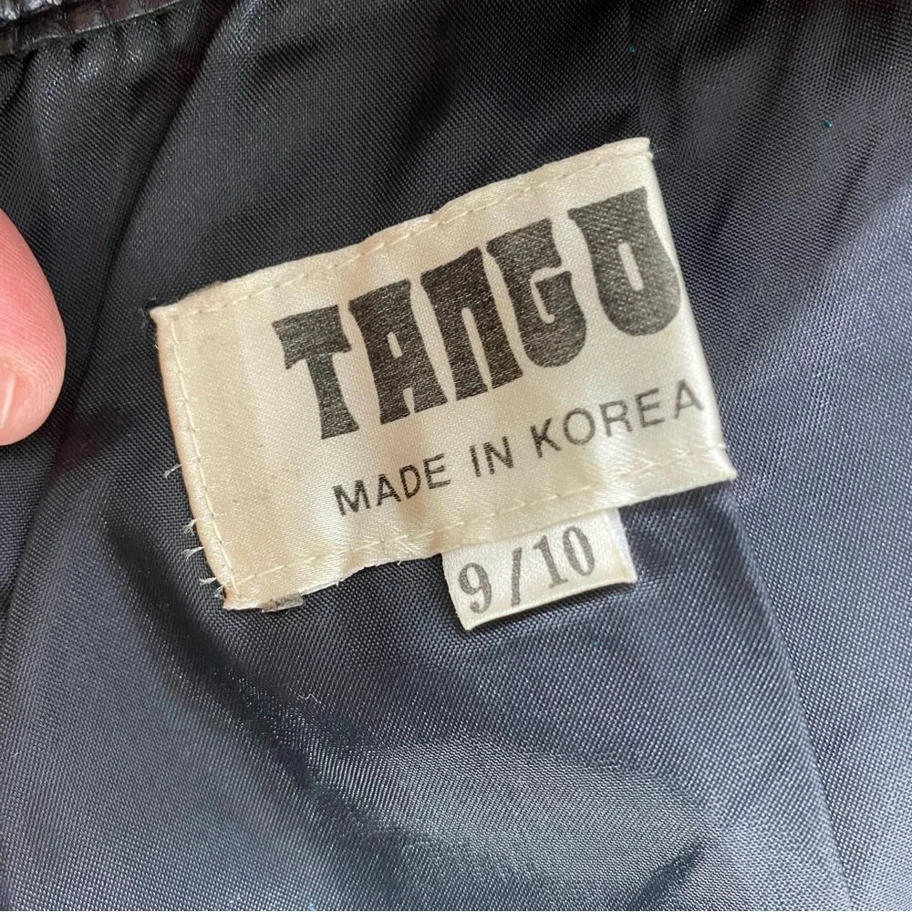 Tangu Vintage 80s Leather Skirt Size 9/10 Black Pencil Mobwife Goth Dance Snap‎